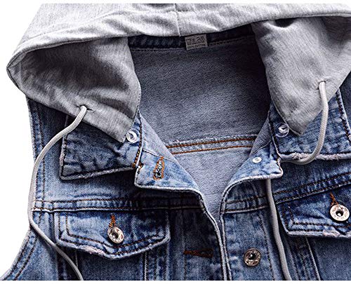Kedera Women's Distressed Sleeveless Denim Vest with Detachable Hoodie3