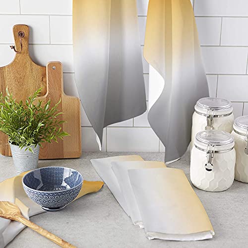 Image of Yellow Grey Kitchen Towels,Yellow Grey Ombre 16x28 Inches Soft Kitchen Dish Cloth,Cotton Tea Towels /Bar Towels /Hand Towels,(1 Pack)