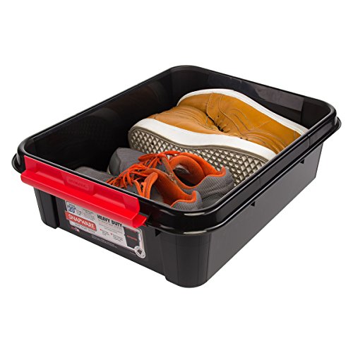 6 Pack 20x15x6 Heavy Duty Plastic Stackable Lidded Storage Containers