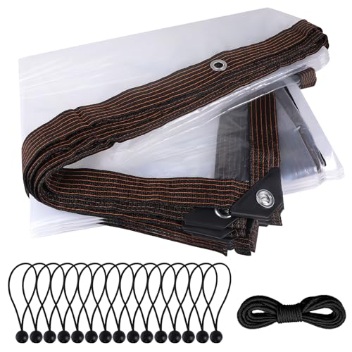 DBREAKS Lona Impermeable Transparente con Ojales, 3 x 4 m, Lonas Impermeables Exterior Transparente, para Exterior Terraza, Muebles de Jardín, Aislamiento de Plantas, con Cuerda