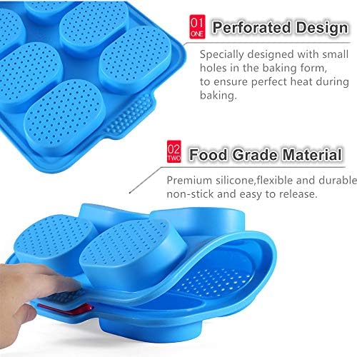 KeepingcooX® Mini Baguette Baking Tray, 34x24 cm, Non-Stick Perforated Pan | Bread Crisping Tray, Loaf Baking Mould, French Bread, Breadstick Bread Rolls with Delicious Crispy Crusts, Plus Rose Molds