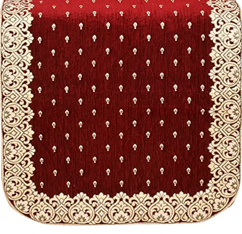 Image of Premium 5 Seater Printed Sofa Cover Set with Arm Covers and Coushion Covers, 3,1,1 Seater 16 Pieces Sofa Back Slip Panels, Premium Stylish Slip Cover Protector, Maroon (Pack of 17)