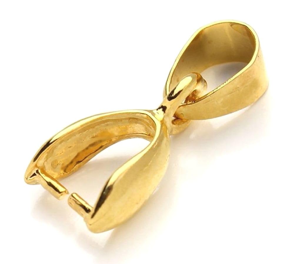 50pcs Pendant Clasp Pinch Bail Clip Jewelry Bale 20mm Connector 18K Yellow Gold Plated Brass for DIY Craft Jewelry Making CF246-3