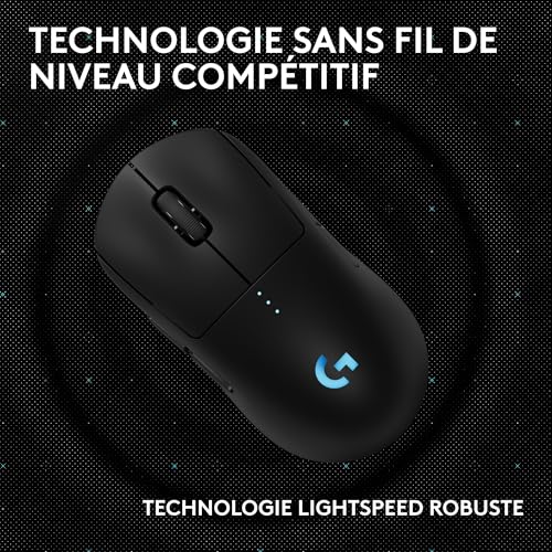 Logitech G PRO 2 Lightspeed, souris de gaming sans fil, pour droitier ou gaucher, maximum de 4 boutons latéraux magnétiques personnalisables et commutables, capteur 44K DPI, recharge USB-C, PC/Mac - N