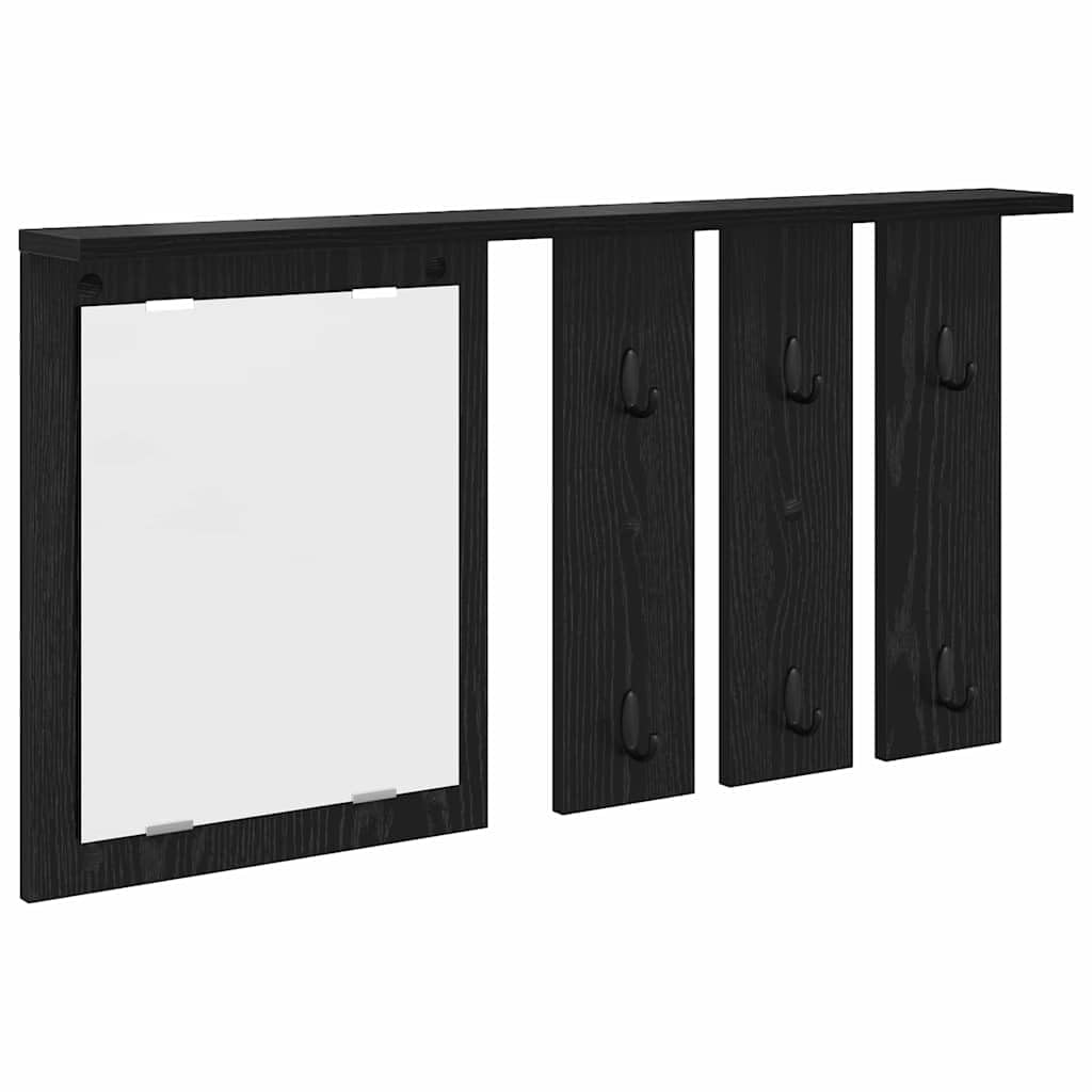 Perchero de pared con estante, color negro, efecto roble, 85 x 45 cm, diseño moderno, soporta hasta 20 kg, para pasillo, dormitorio, cocina