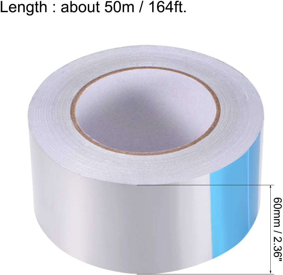 uxcell Heat Resistant Tape - High Temperature Heat Transfer Tape Aluminum Foil Adhesive Tape 60mm x 50m(164ft)