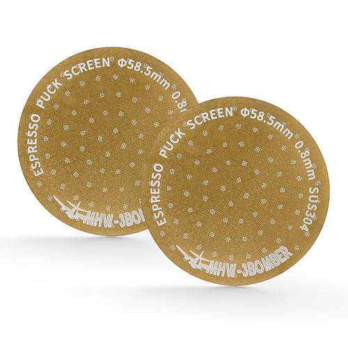 MHW-3BOMBER 51mm Espresso Puck Screen 2 Packs Metal Coffee Filter Reusable Espresso Filters for 51mm Portafilter Basket 0.8mm Thickness FG7008S-OS Metal Color 2 packs 51mm