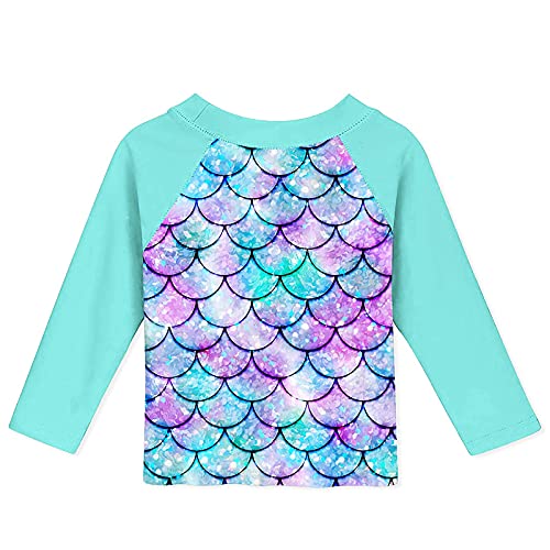 Image of Kids Girls Rash Guard 2pcs Swimsuit Long Sleeves Mermaid Bathing Suit Swimwear Sunsuit UPF 50+