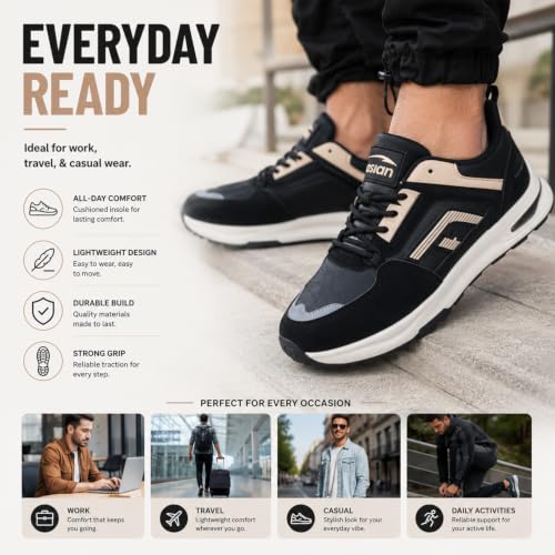 Image of ASIAN Python-10 Men's Sports Sneakers with Premium Look | Memory Foam Tech, Arch & Lateral Support, Stylish Casual Shoes for Walking & Daily Comfort