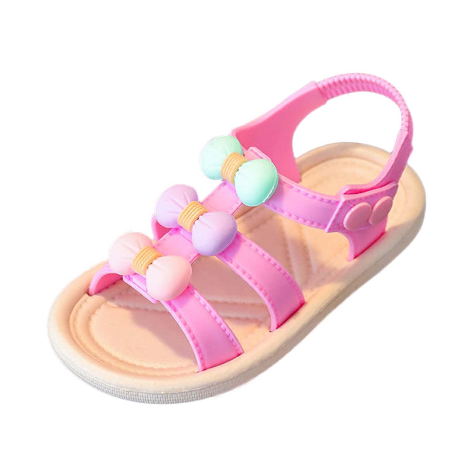 Infant Toddler Shoes Soft Sole Non Slip Soft Sole Beach Shoes Sweet Fashion Bow Sandals Girls Water Shoes (Pink, 9 Toddler)