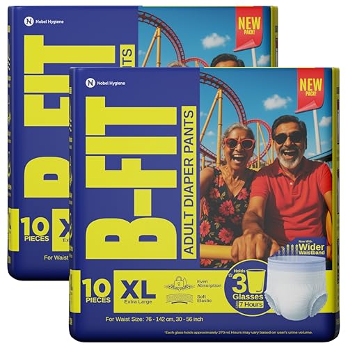 Image of B-Fit Regular Adult Diaper XL Size Pants |20 Count (Extra Large) | Waist 30-56 inch | Unisex | Leakproof | Even Absorption | Long Protection hours | Brief-Like Fit & Soft Elastic Waist