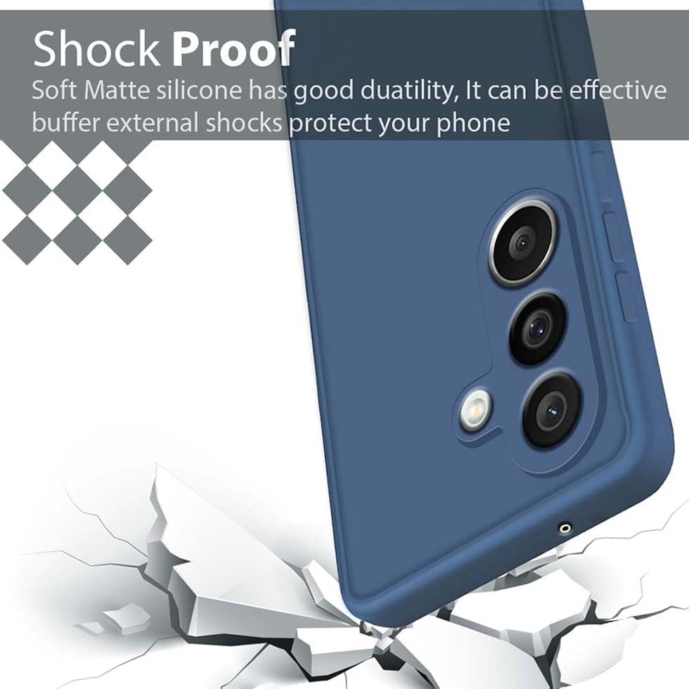 Image of Fashionury Liquid Silicon Back Cover for Samsung Galaxy M56 5G | Camera Protection | Anti-Fingerprint | Inner Velvet Fabric | Ultra Slim Case (Blue)