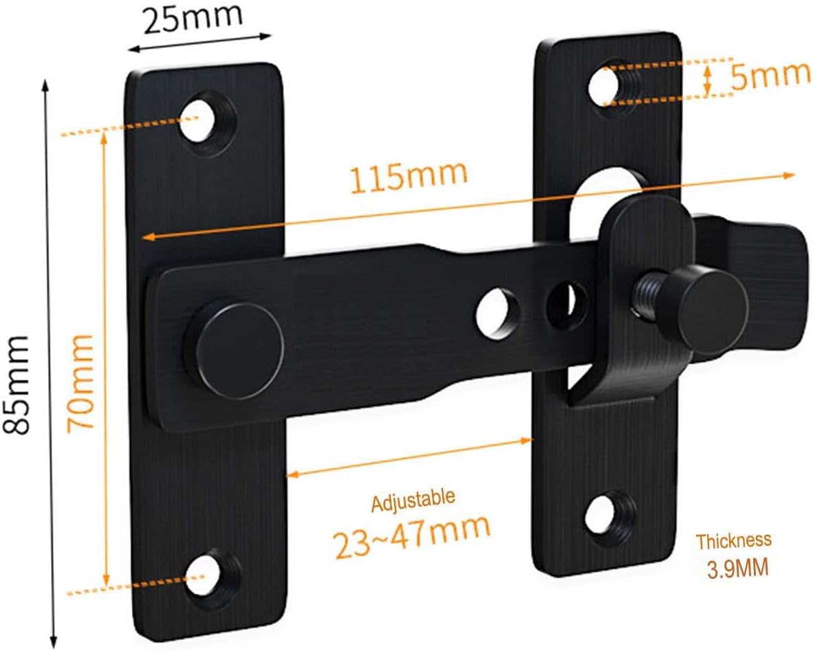Fence latch Door Lock Hardware, Adjustable Anti-theft latch, fence door lock, barn door latch,lock barn door locks and latches(Black)
