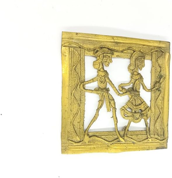 Shabari Emporium (A Chhattisgarh Govt. Undertaking) Handcrafted Dhokra Craft Bell Metal Wall Decorative Latticed Jaali 3x3,Medium,Yellow,1 Piece
