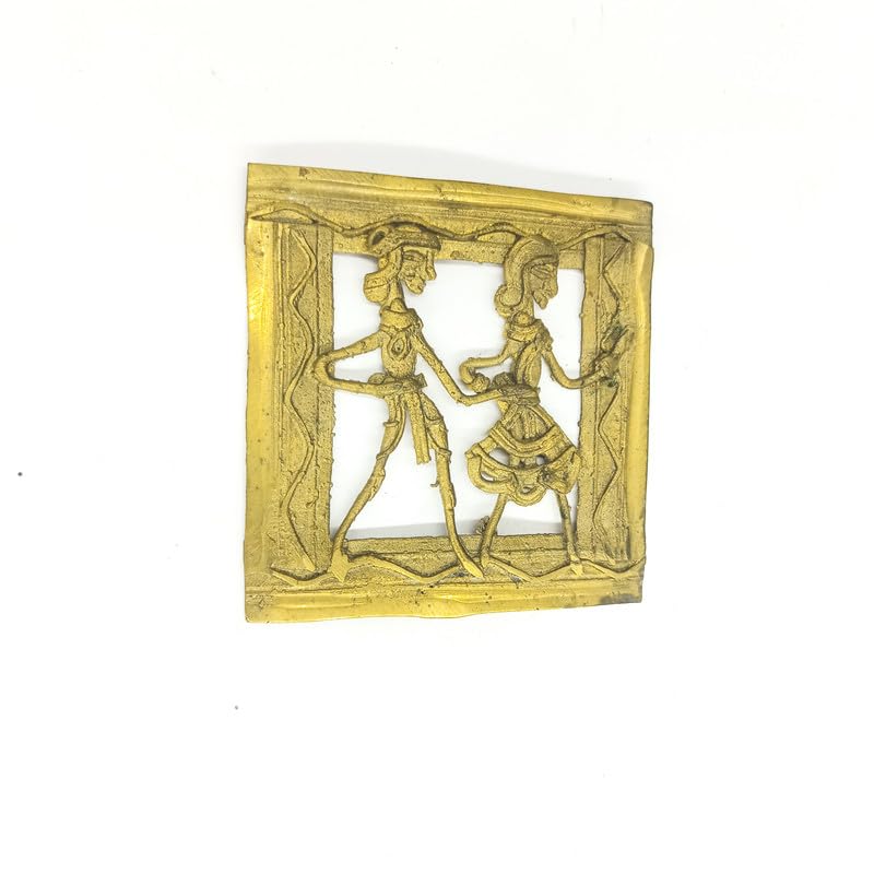 Shabari Emporium (A Chhattisgarh Govt. Undertaking) Handcrafted Dhokra Craft Bell Metal Wall Decorative Latticed Jaali 3x3,Medium,Yellow,1 Piece