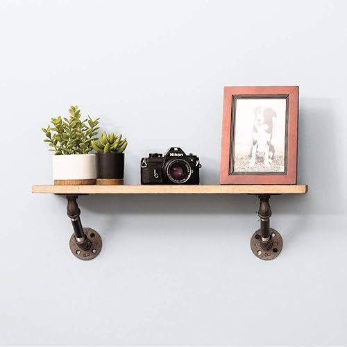 Miniatura 4 de Soportes de estante angulares industriales rústicos  Juego de cuatro soportes de doble brida de tubo de 4 pulgadas, accesorios de metal de hierro