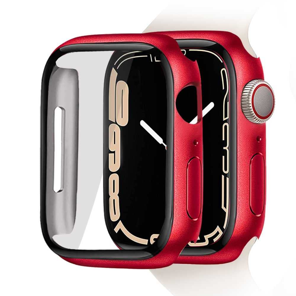 OcioDual Protective Case Compatible with Apple Watch Series 8/7 45mm I Ultra Thin Full Protection Case, Scratch and Drop Resistant-Red