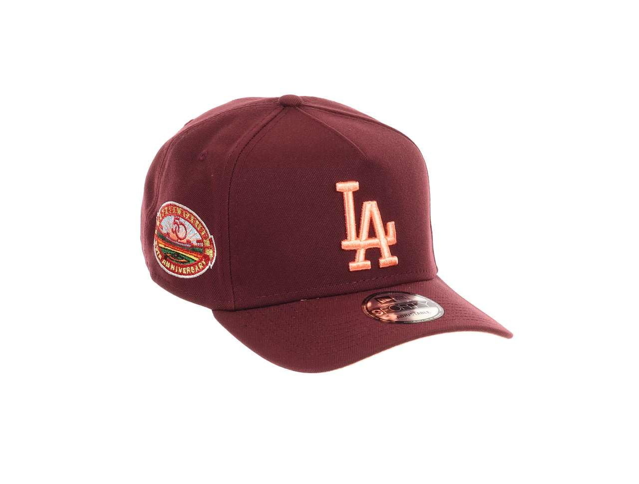 New Era Unisex Los Angeles Dodgers #31354 Los Angeles Dodgers Mlb 50Th Anniversary Stadium Sidepatch Maroon 9Forty A-Frame Snapback Cap
