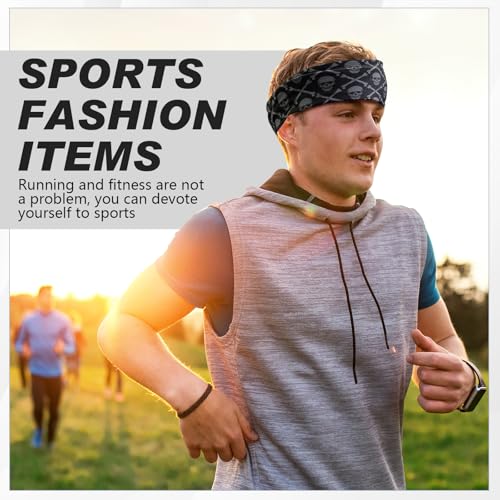 Image of Lyrow 12 Pcs Headbands for Men Running Headband Mens Sweat Bands Headbands for Tennis Athletic Cycling Basketball Yoga Workout Outdoor Sports Gym Jogging Exercise