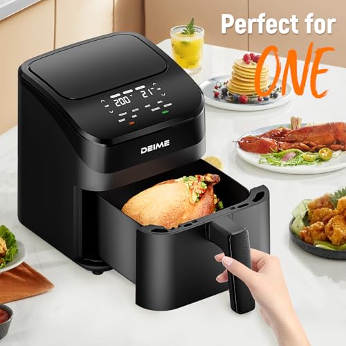 Image of DEIME Air Fryer 4.5 Qt, Small Airfryer Digital Space Saving Compact, Bake, Reheat, Roasts for Quick Easy Meals, Mini Compact & Quiet, Nonstick & Dishwasher Safe Basket (Black-4.5QT)