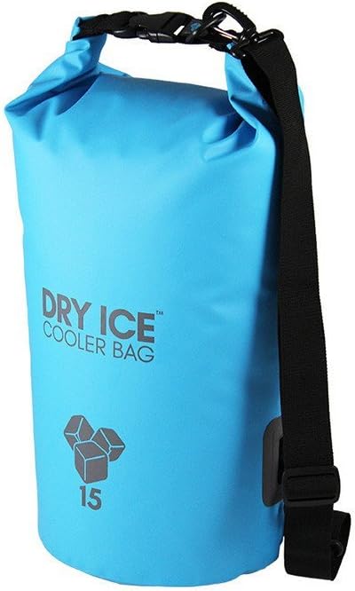 Dry Ice Waterproof Classic Ice Cooler Insulated Bag-15 litres, Turquoise, 22 x 5 x 37 cm