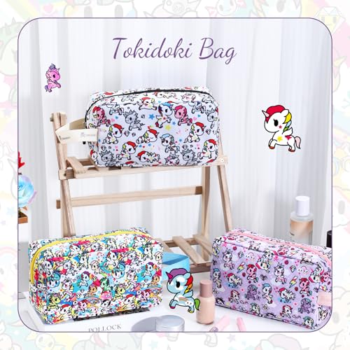 Tokidoki Unicorno Travel Makeup Bag for Women,Cute Large Capacity Cosmetic Pouch Cartoon Portable Makeup Toiletry Bag for Traveling Work Office (Purple)2