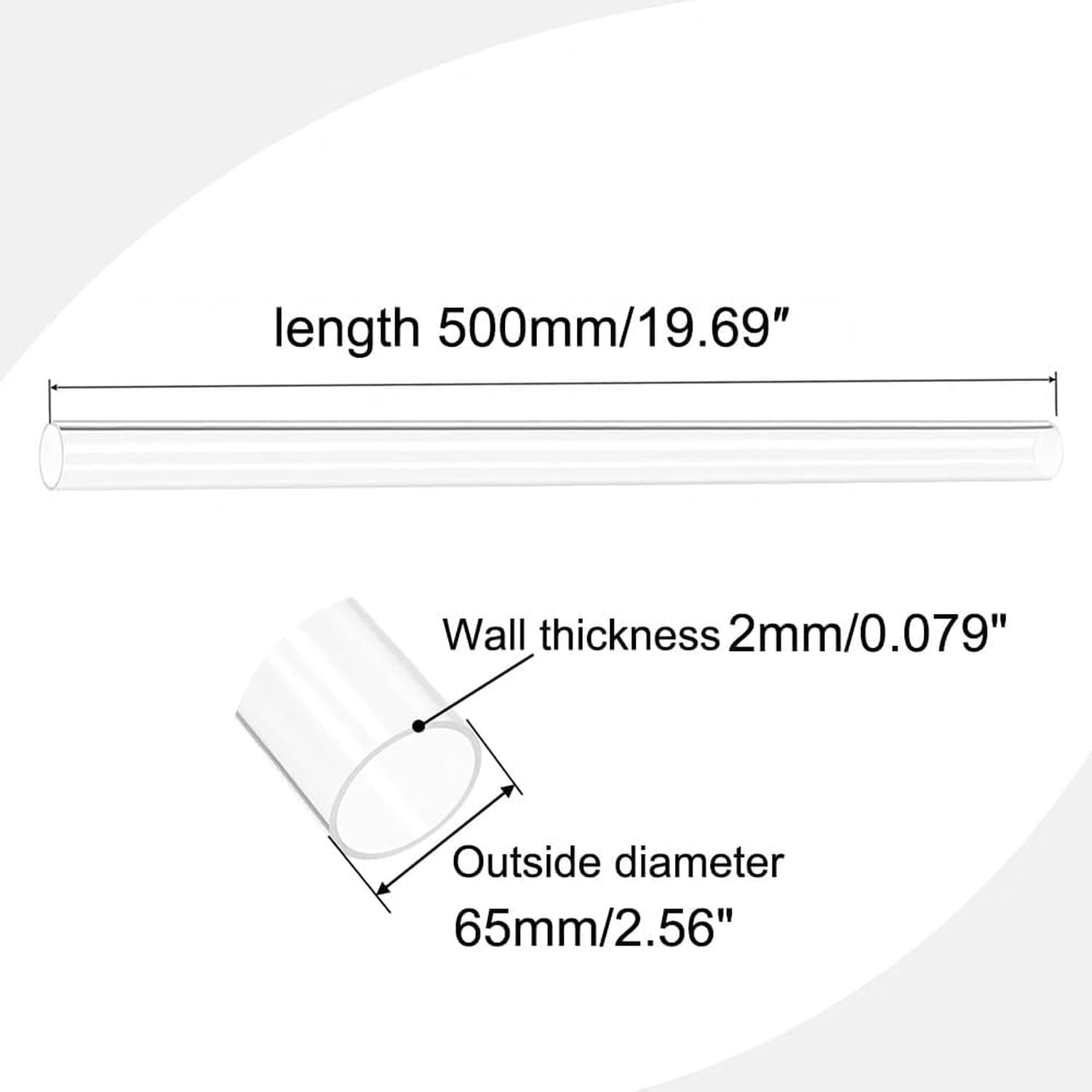 Tubo Policarbonato Rígido Transparente para Drenaje, 90mm * 2mm, 90mm * 2mm