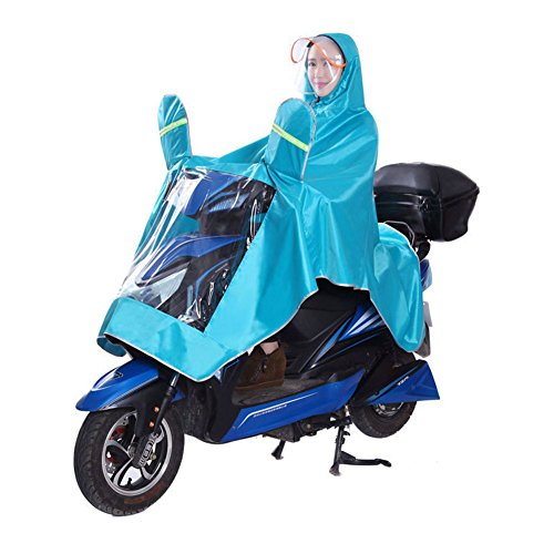 Image of HAOZAIKEJI Universal Motorcycle Raincoat Waterproof Hoodie Rain Cape Reusable Bike E-bike Rain Coat Mobility Scooter Outdoor Rain Poncho with Detachable Hat Brim Reflective Strip for Men Women