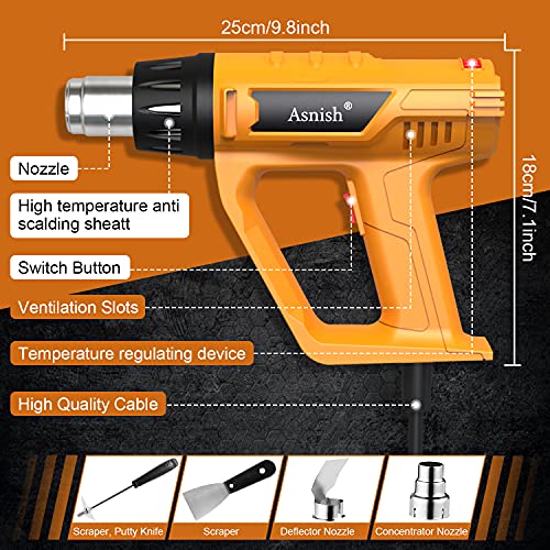 Heat-Gun-1800W-Variable-Temperature-Settings-1221202-50-650-Asnish-Fast-Heat-Hot-Air-Gun-Durable-Overload-Protection-with-Nozzles-for-Crafts-Shrink-Wrap-Vinyl-PVC-Vinyl-Epoxy-Resin