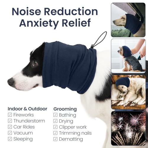 Image of Nanaki Dog Calming Hoodie-No Shake Hematomas Ear Wraps Cover, Adjustable Dog Snood Ear Muffs Protector for Noise Protection, Anxiety Relief, Fireworks, Grooming, Bathing, 4th of July