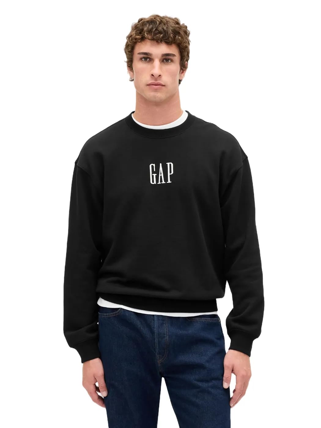 

                                                    GAP Mens Logo Crewneck Fleece Sweatshirt True Blac