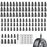 100pcs Tire Repair Rubber Nails Screws Kit,Screw in Tire Repair Plugs Screwdriver with 2 Sizes,Self Sealing Rubber Flat Vacuum Tire Screw Plug Repair Mending Nail Kit for Car Motorcycle Truck Tractor