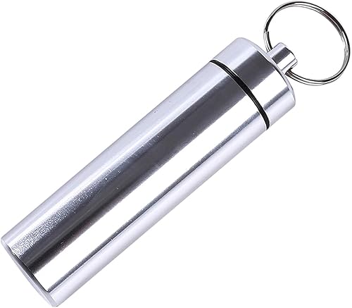 Llavero pequeño de plata portátil, organizador de píldoras de aleación de aluminio, contenedor para bolso, pastillero de metal impermeable, botella