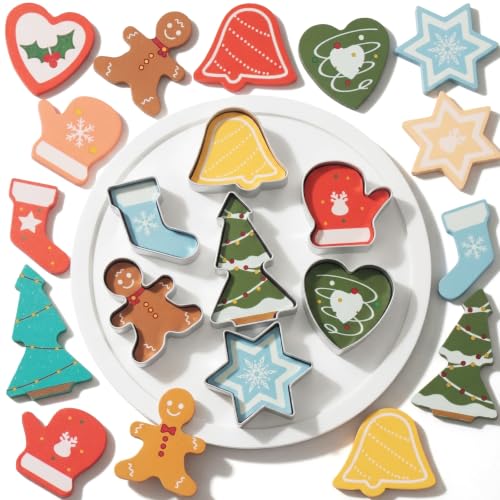 WOODENFUN Christmas Gingerbread Wooden Cookie Play Baking Set for Toddlers