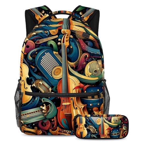 Sac de voyage pour étudiants et lycéens avec imprimé guitare rock