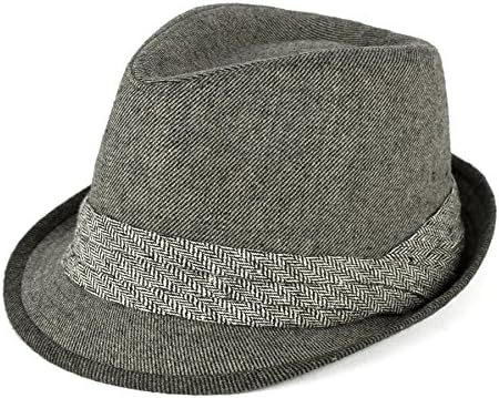 d2d Hats Unisex Barleycorn/Stripe Trilby Hat with Pleated Crossover Band - Gray (59/L)