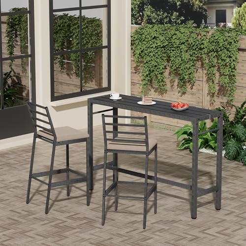 Sunnibety SB-PATIOBARSET-3PCS Outdoor Patio Bar Set, 55 Inch Rectangular Pub Height High Top Bar Table thumb #7