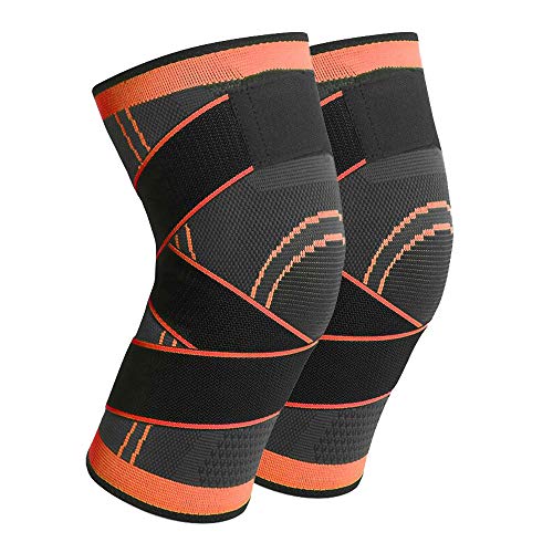 Joelheira, Andoer Homens e mulheres par de joelheiras de malha alças ajustáveis ​​suporte manga de c