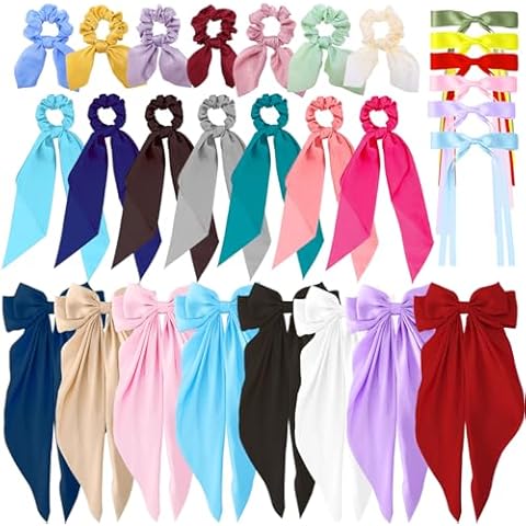 28 PCS Bow for Women Bundle Assortment, Hair Scarf Scrunchies, Coquette Bows Hair Ribbons for Women, Cute Bowknot Hair Aceessories for Women Cover