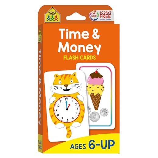 School Zone - Time & Money Flash Cards - Ages 6 and Up, 1st Grade, 2nd Grade, Telling Time, Reading Clocks, Counting Coins, Coin Value, Coin Combinations, and More