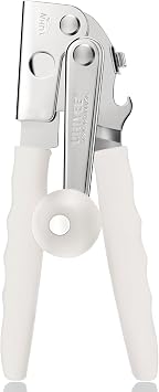 UHIYEE Commercial Can Opener Heavy Duty, Hand Crank for Large Cans, White | Manual Can Opener, High-Carbon Blade, Extra-Long Handle, Oversize Knob, Built-in Magnet & Bottle Opener, For #10 Cans