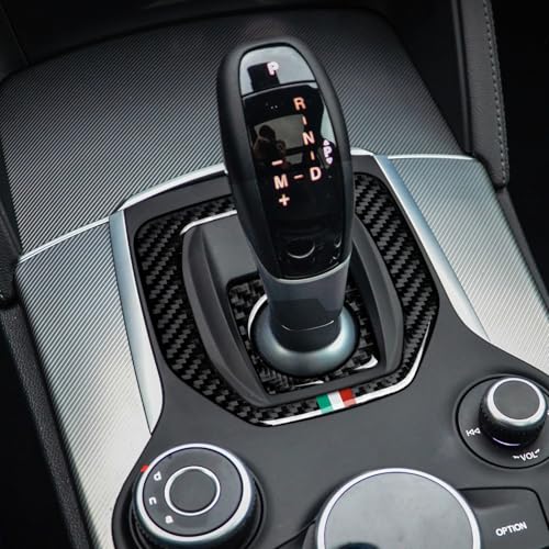 Image of Car Gear Shift Trim Center Console Panel Cover Sticker Carbon Fiber Decal fits for Alfa Romeo Giulia 952 Stelvio 949 2016 2017 2018 2019 Accessories