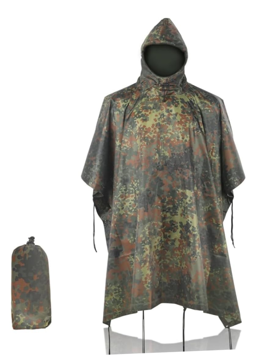 Camo Ponczo przeciwdeszczowe, wielofunkcyjny wodoodporny płaszcz przeciwdeszczowy
