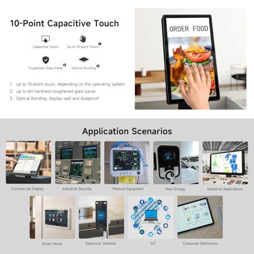 Image of waveshare 21.5inch Capacitive Touch Monitor, 1080x1920 Full HD, Optical Bonding Toughened Glass Panel, HDMI, 10-Point Touch,Built-in Pi5-2GB