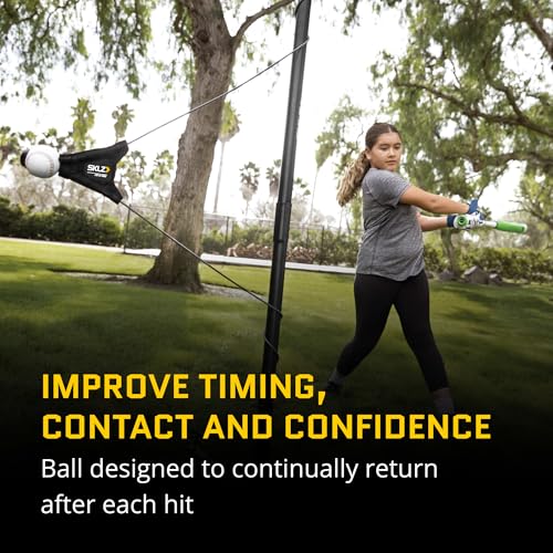 SKLZ Hit-A-Way Select Youth Baseball Swing Trainer, Portable Solo Batting Practice with Stand, Tethered Ball for Hitting Drills, Ages 13 and Under