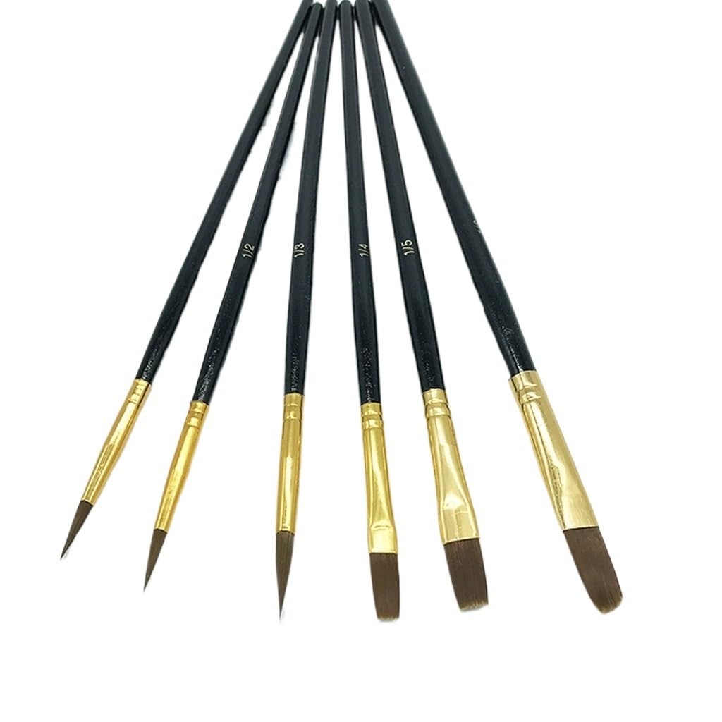 Ensemble De 6 Pinceaux À Poils en Nylon pour Aquarelle Et Peinture À l'huile.