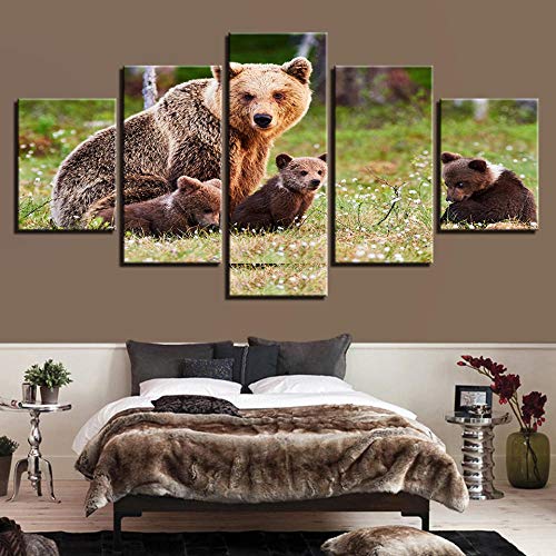 Tableaux décoration murale hd photo mère ours intissée