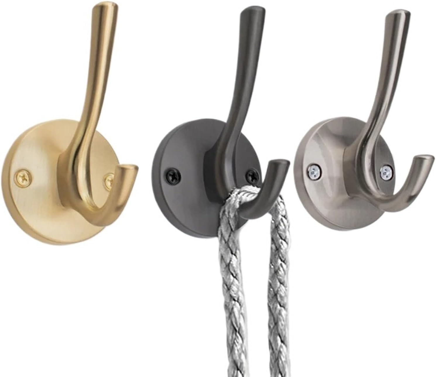 Kitchen Cabinet Storage Wall Hanging Clothes Hook Bedroom Robe Living Parlor Coat Hook Robe Hook Towel Hook Bathroom Accessories 3Pcs(C-Nickel)