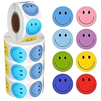 2000 Pcs Smiley face Stickers, Happy face Reward Stickers for Children, Circular Smiley Pattern Teacher Classroom Reward, 8 Colors Suitable for Teachers and Schools to use