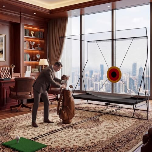 10x8Ft Golf Practice Net with 11Ft Ball Return and Ball Blanket, Indoor and Outdoor Swing Training Net with Impact, Heavy Duty Netting, with Grass mat(28x14) by PeakPursuit - Image 2